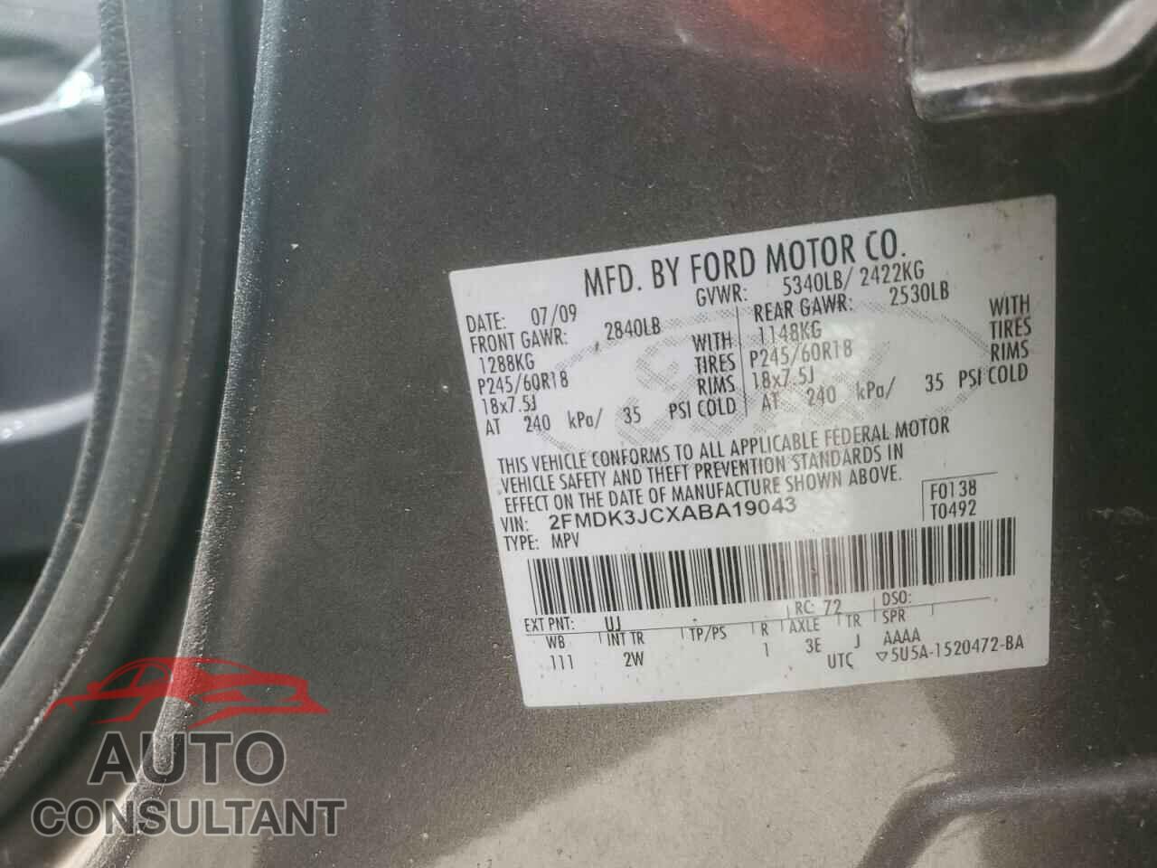 FORD EDGE 2010 - 2FMDK3JCXABA19043