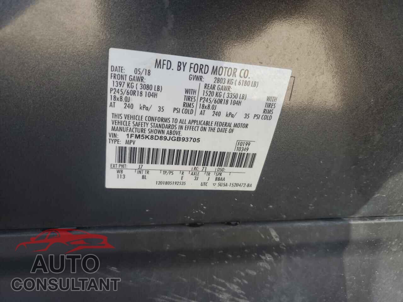 FORD EXPLORER 2018 - 1FM5K8D89JGB93705