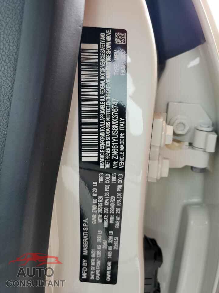 MASERATI ALL MODELS 2021 - ZN661YUS6MX376747