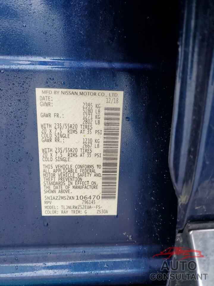 NISSAN MURANO 2019 - 5N1AZ2MS2KN106470
