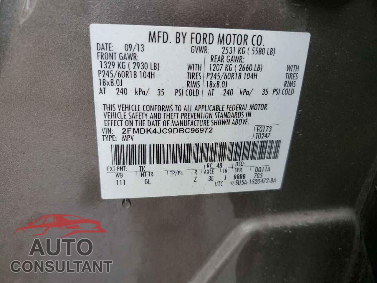 FORD EDGE 2013 - 2FMDK4JC9DBC96972