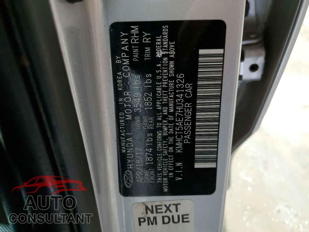 HYUNDAI ACCENT 2017 - KMHCT5AE7HU341326