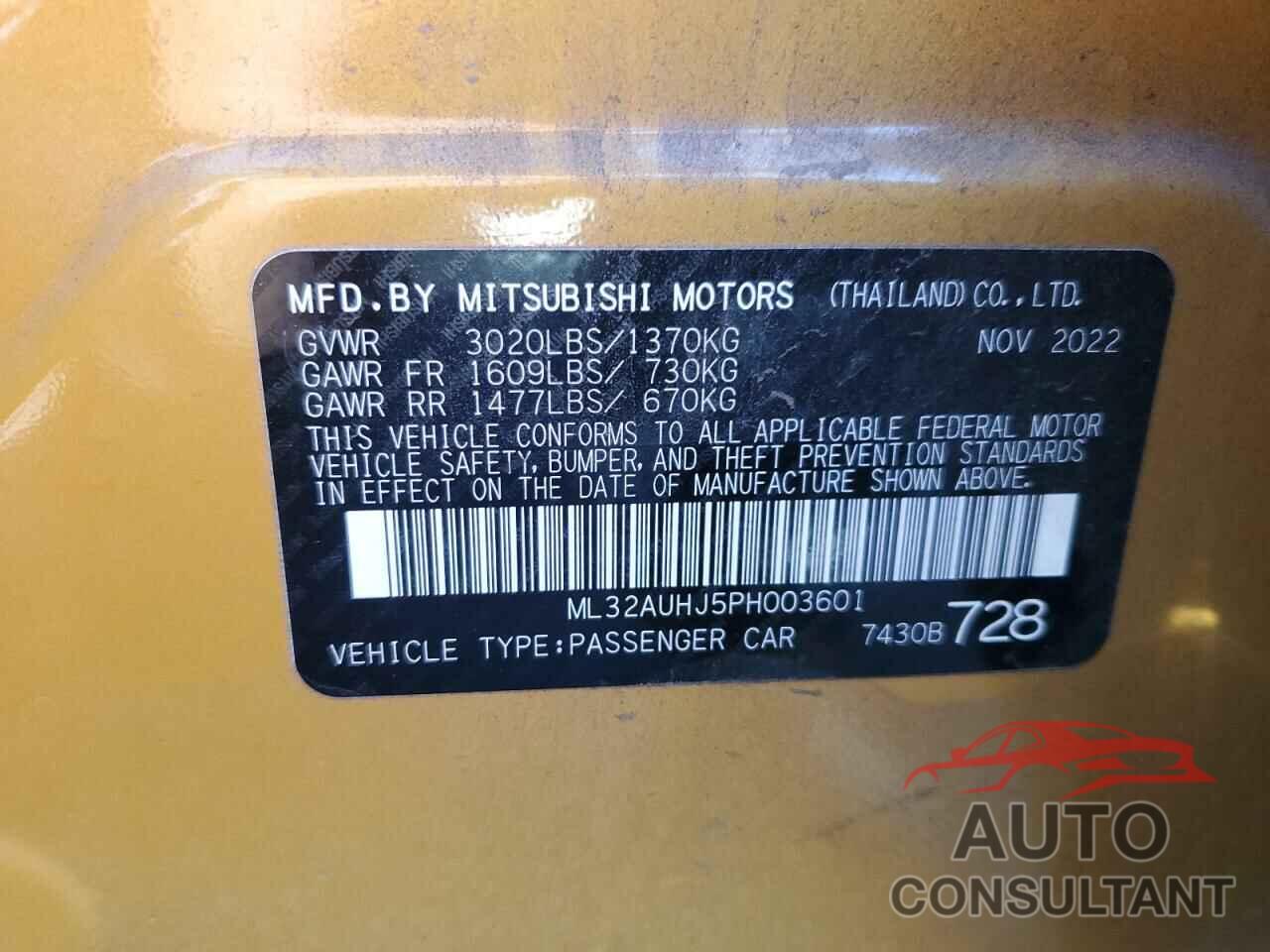 MITSUBISHI MIRAGE 2023 - ML32AUHJ5PH003601
