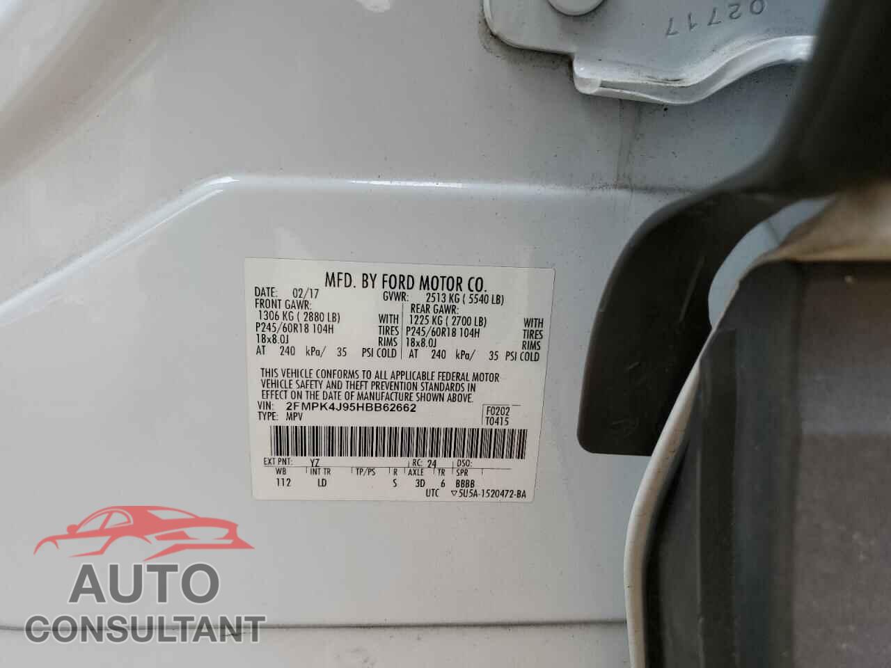 FORD EDGE 2017 - 2FMPK4J95HBB62662