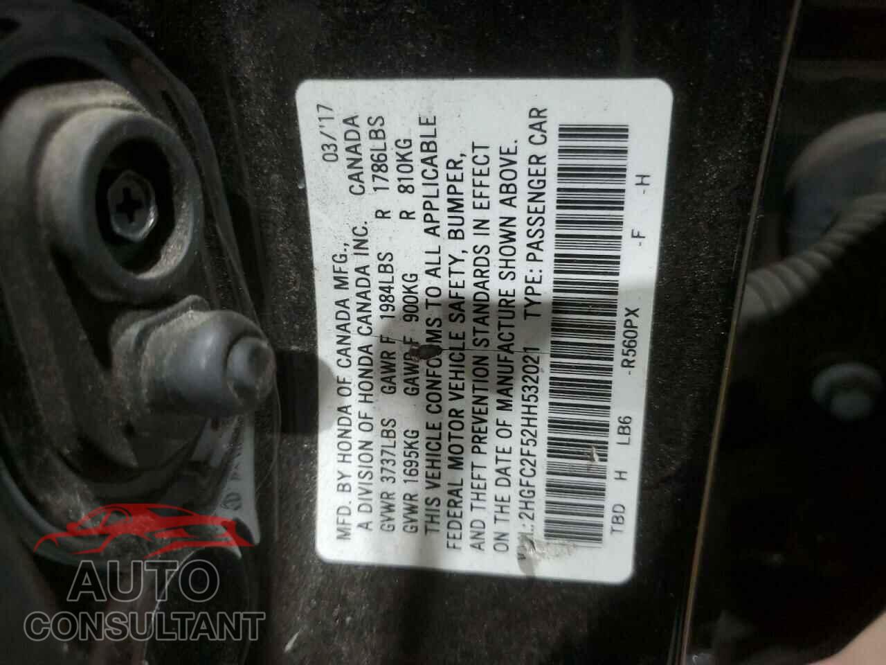 HONDA CIVIC 2017 - 2HGFC2F52HH532021