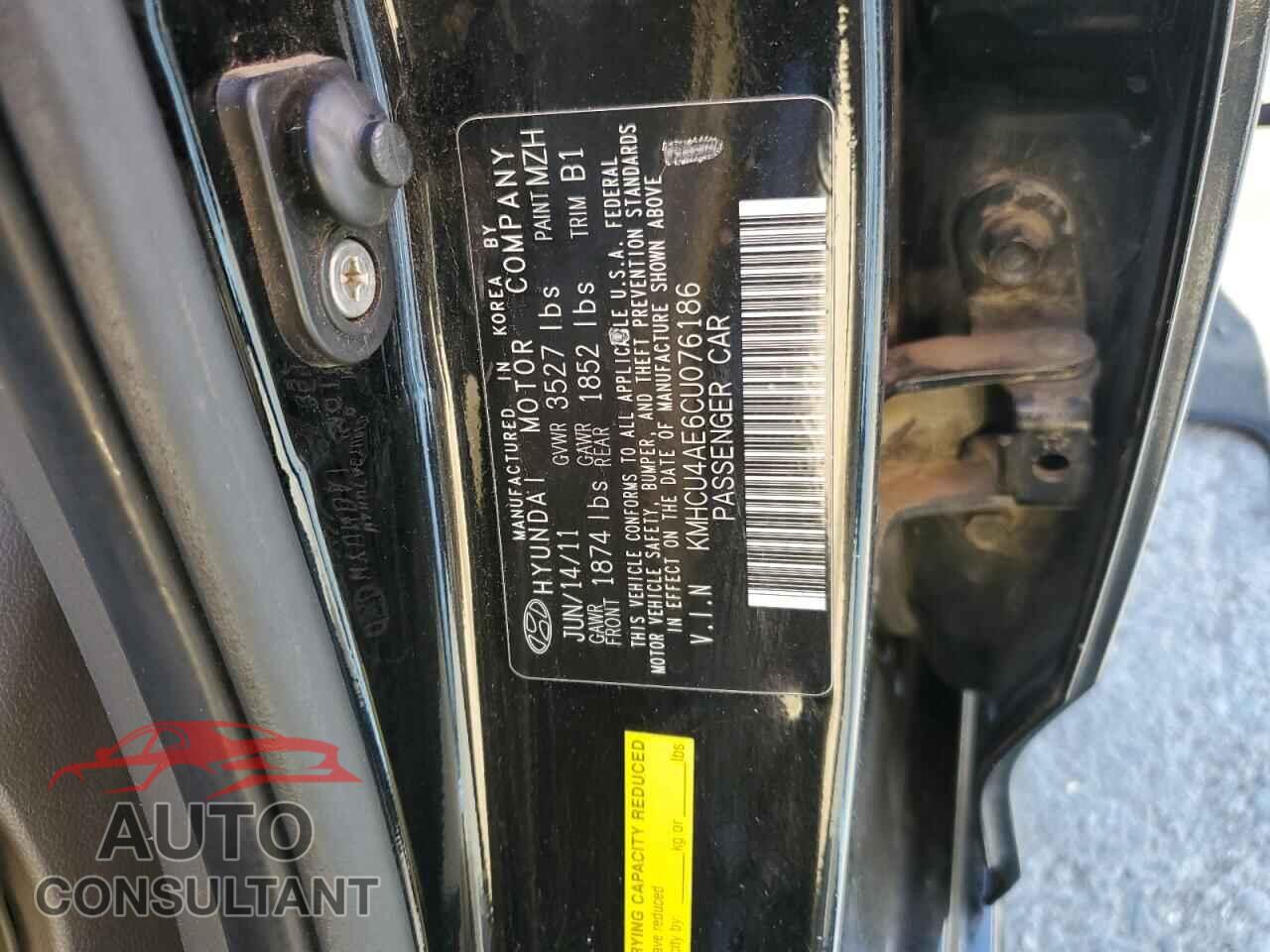 HYUNDAI ACCENT 2012 - KMHCU4AE6CU076186