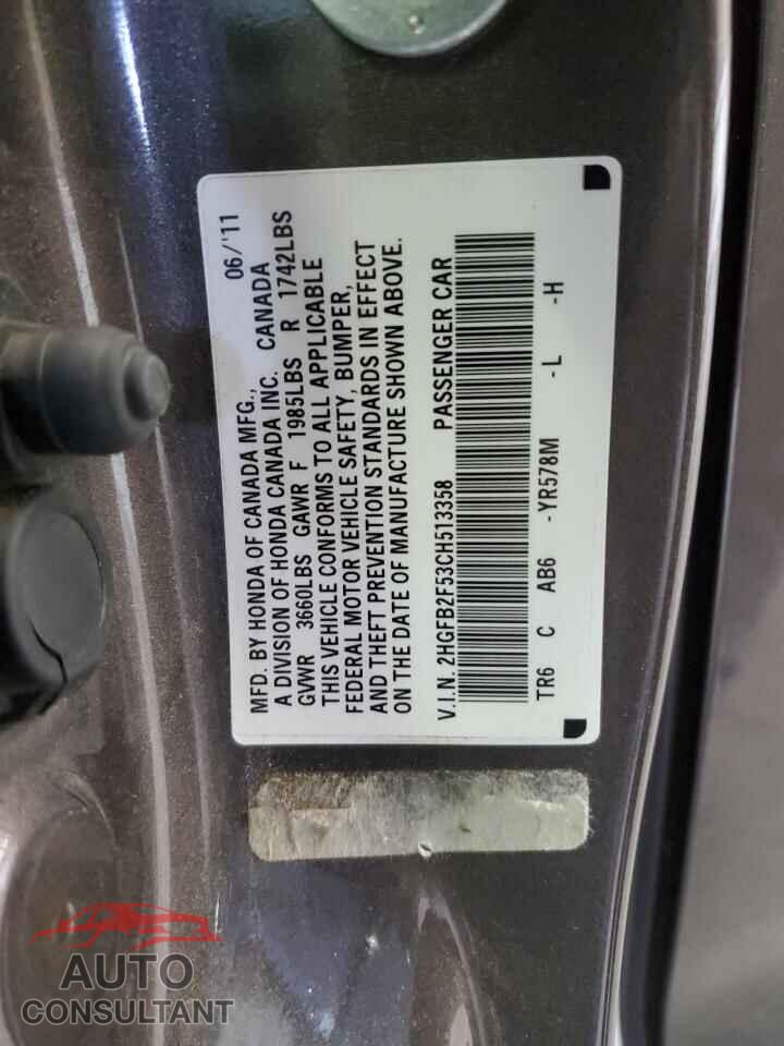 HONDA CIVIC 2012 - 2HGFB2F53CH513358