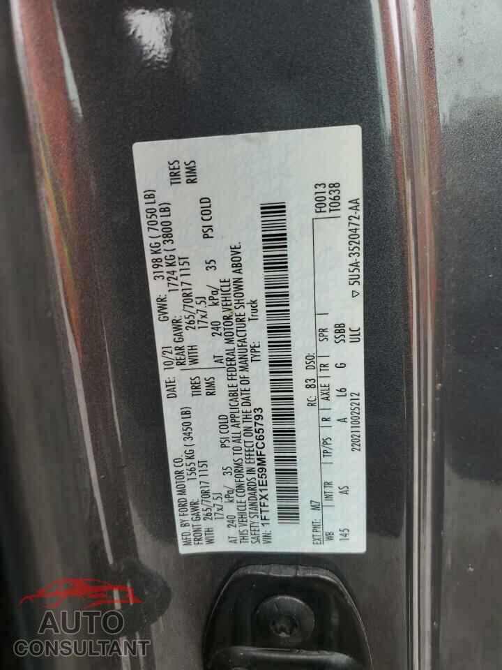 FORD F-150 2021 - 1FTFX1E59MFC65793