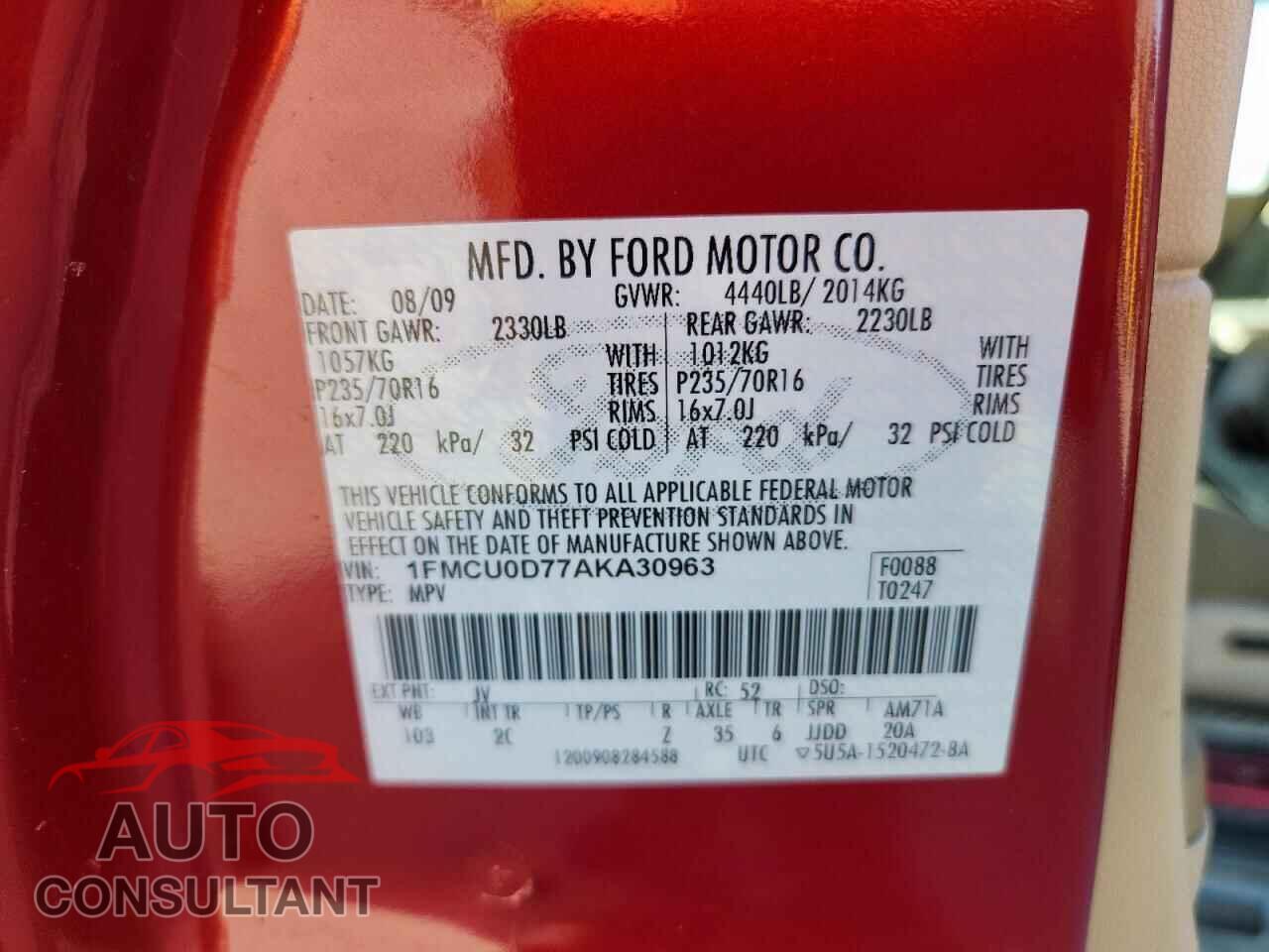 FORD ESCAPE 2010 - 1FMCU0D77AKA30963