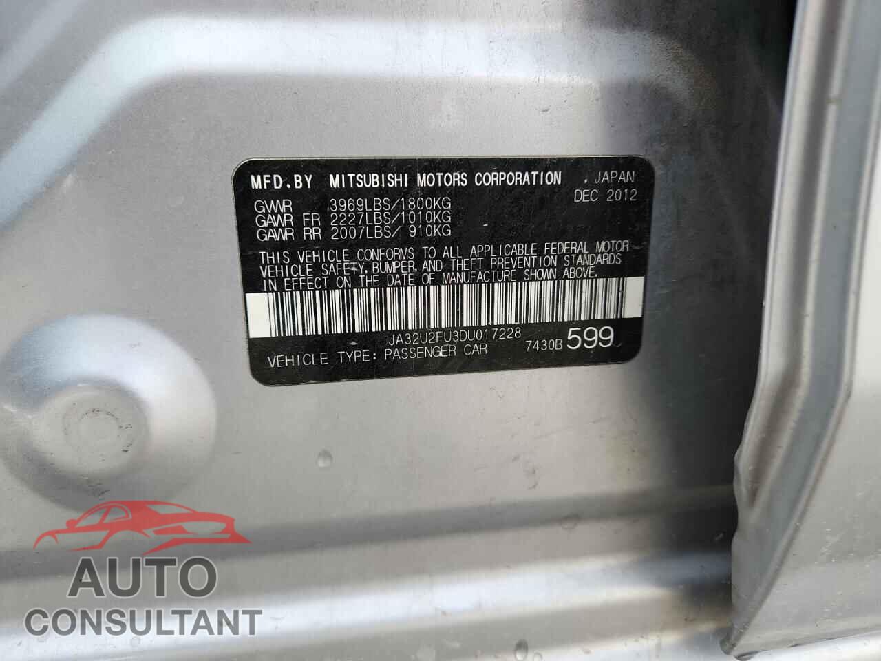 MITSUBISHI LANCER 2013 - JA32U2FU3DU017228