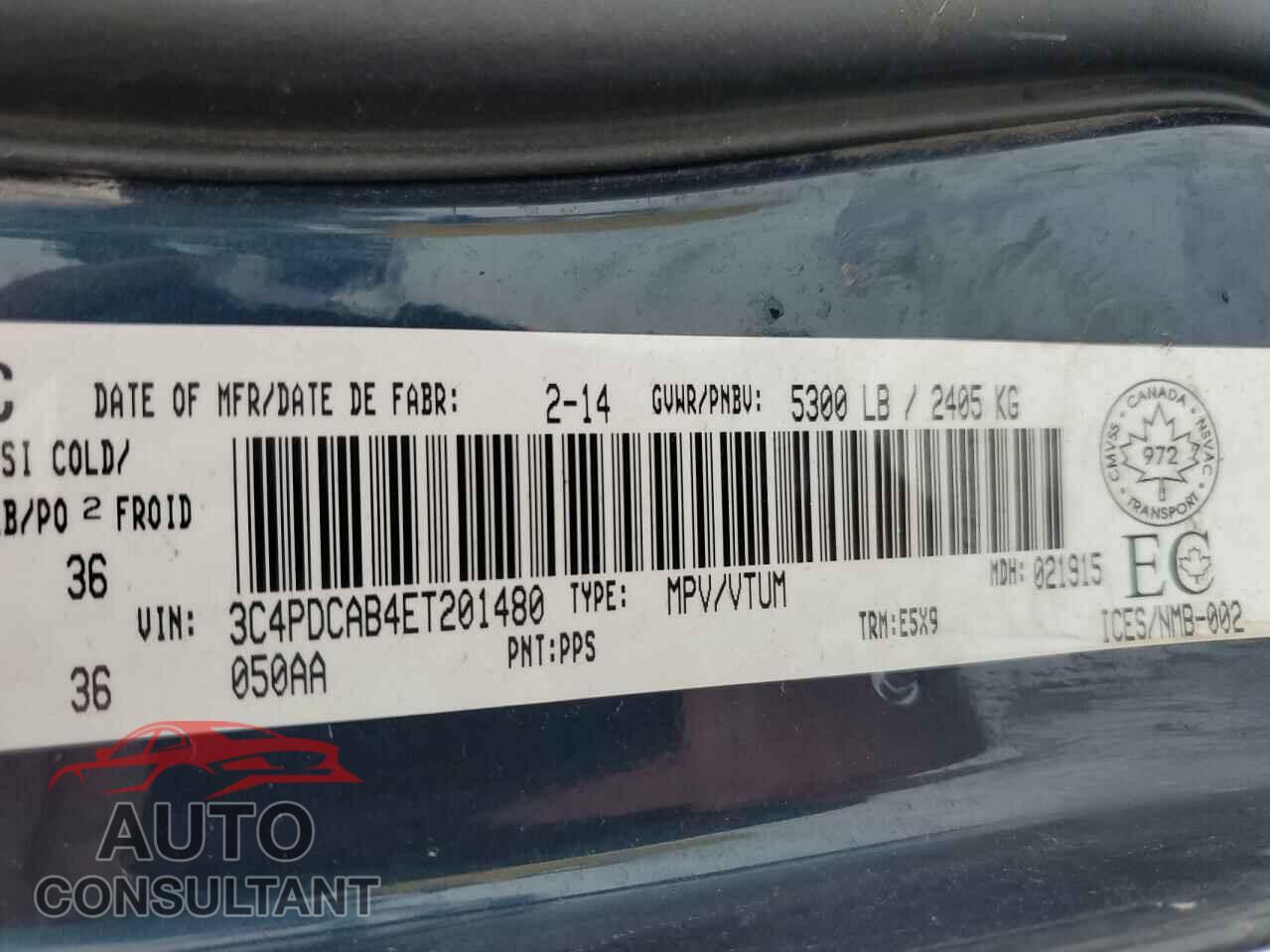 DODGE JOURNEY 2014 - 3C4PDCAB4ET201480