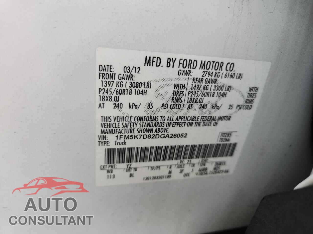 FORD EXPLORER 2013 - 1FM5K7D82DGA26052