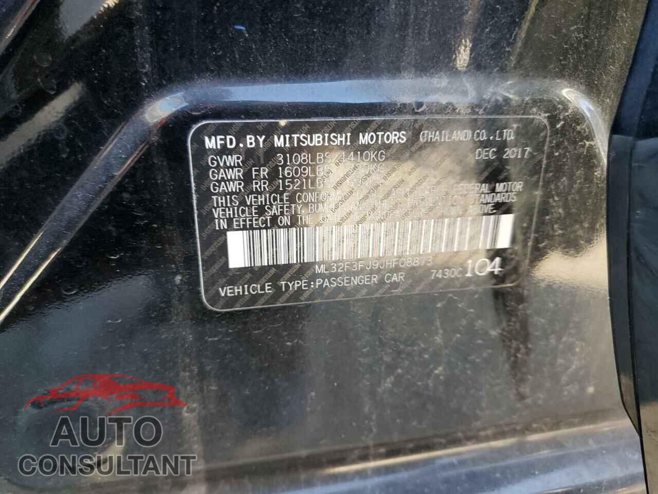 MITSUBISHI MIRAGE 2018 - ML32F3FJ9JHF08873