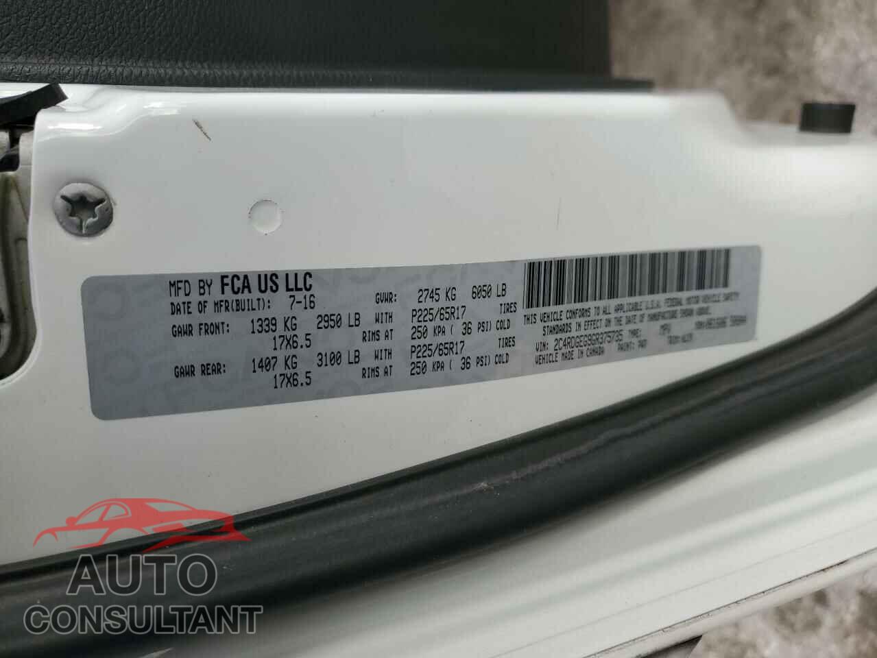 DODGE CARAVAN 2016 - 2C4RDGEG9GR375735