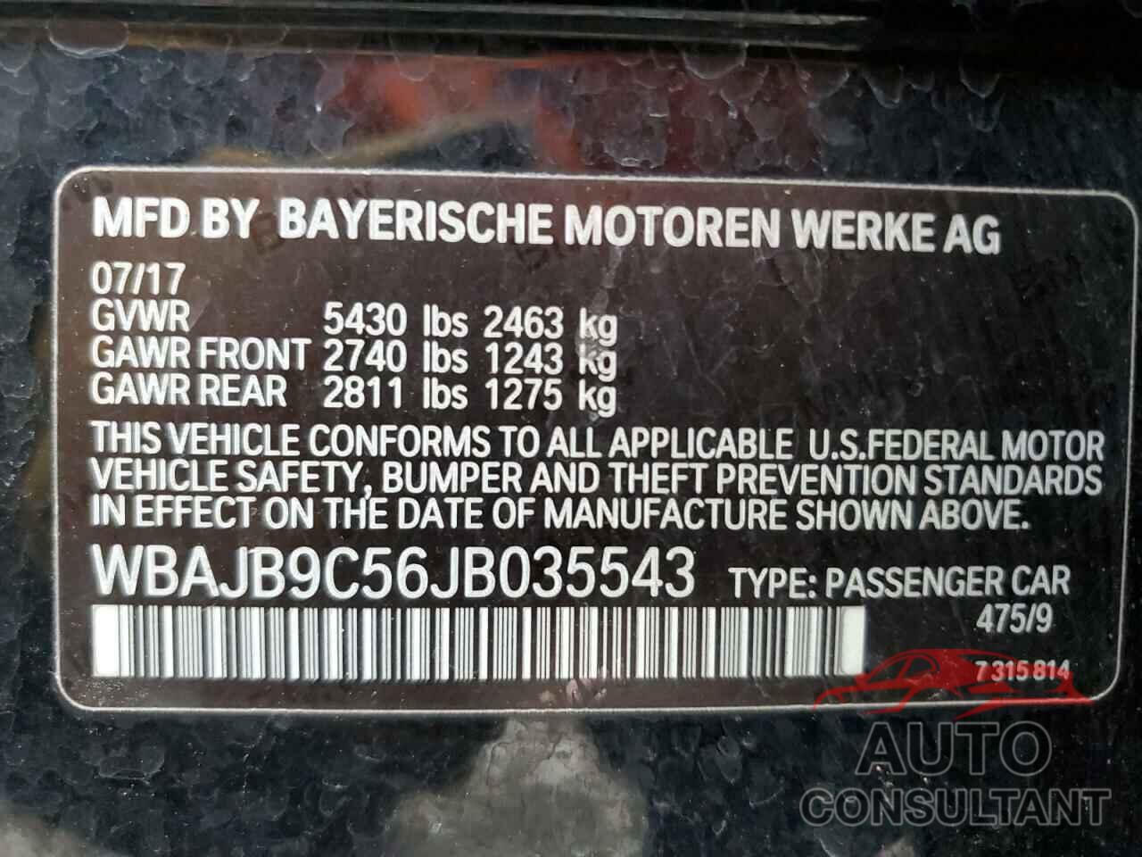 BMW M5 2018 - WBAJB9C56JB035543