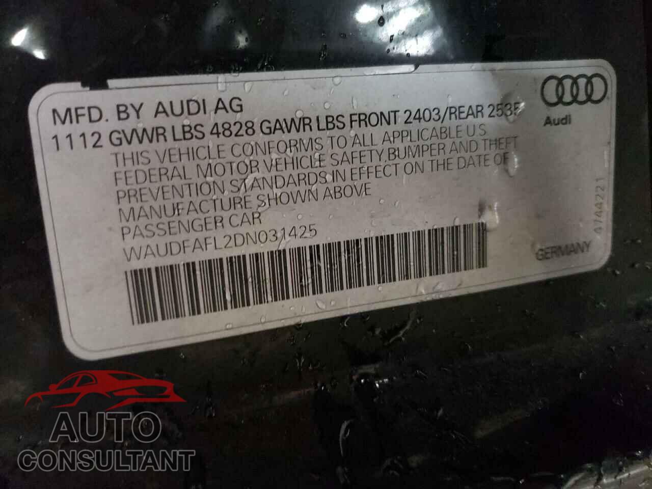 AUDI A4 2013 - WAUDFAFL2DN031425