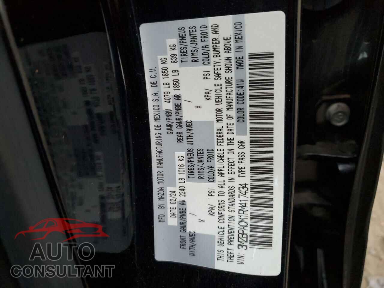 MAZDA 3 2024 - 3MZBPACM1RM417434
