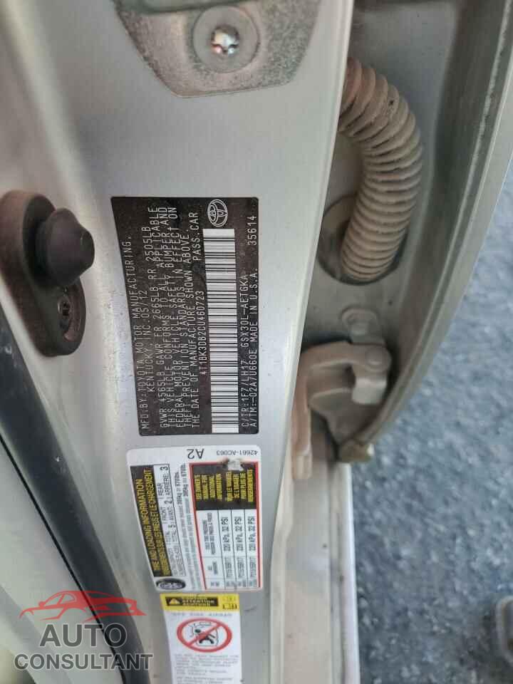 TOYOTA AVALON 2012 - 4T1BK3DB2CU460723