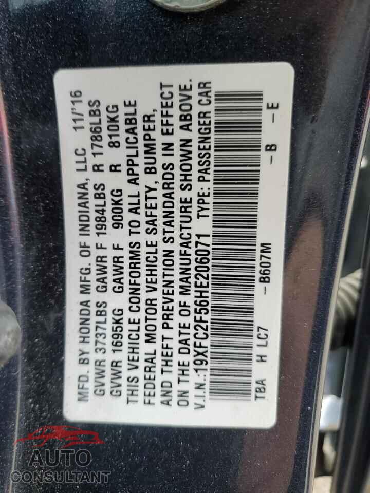 HONDA CIVIC 2017 - 19XFC2F56HE206071