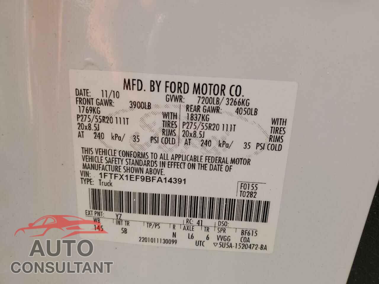 FORD F-150 2011 - 1FTFX1EF9BFA14391