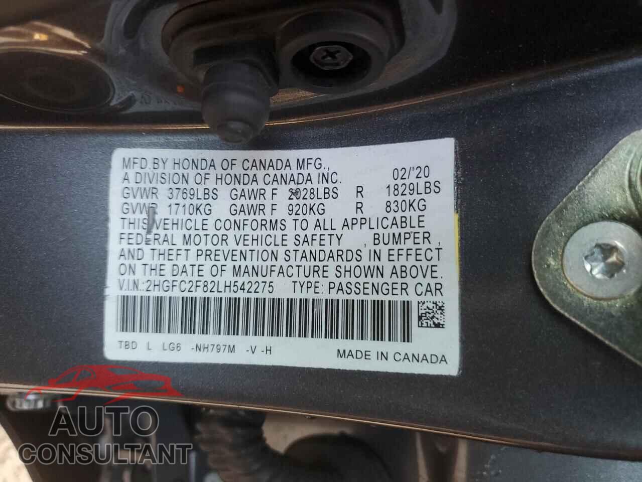 HONDA CIVIC 2020 - 2HGFC2F82LH542275