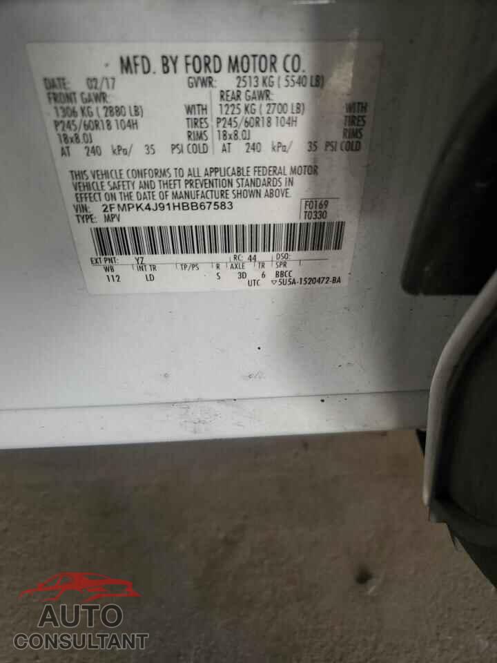 FORD EDGE 2017 - 2FMPK4J91HBB67583