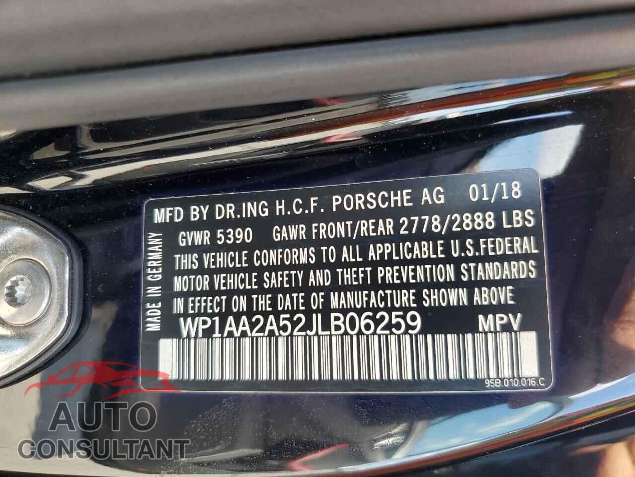PORSCHE MACAN 2018 - WP1AA2A52JLB06259