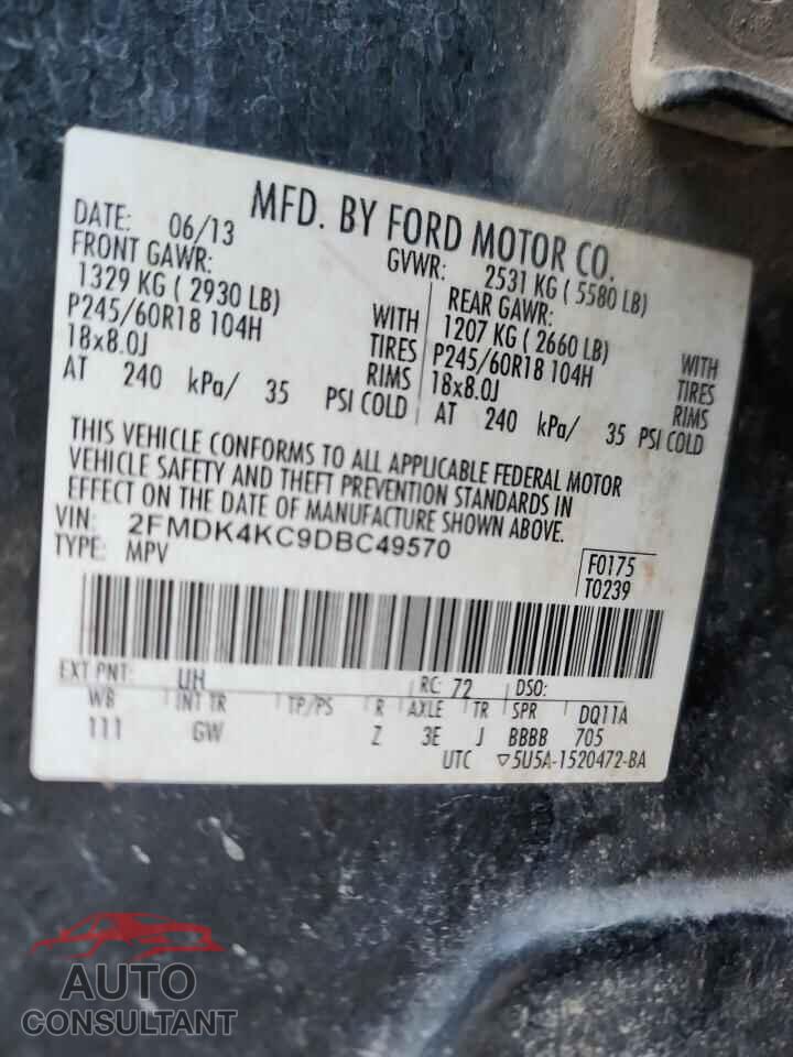 FORD EDGE 2013 - 2FMDK4KC9DBC49570