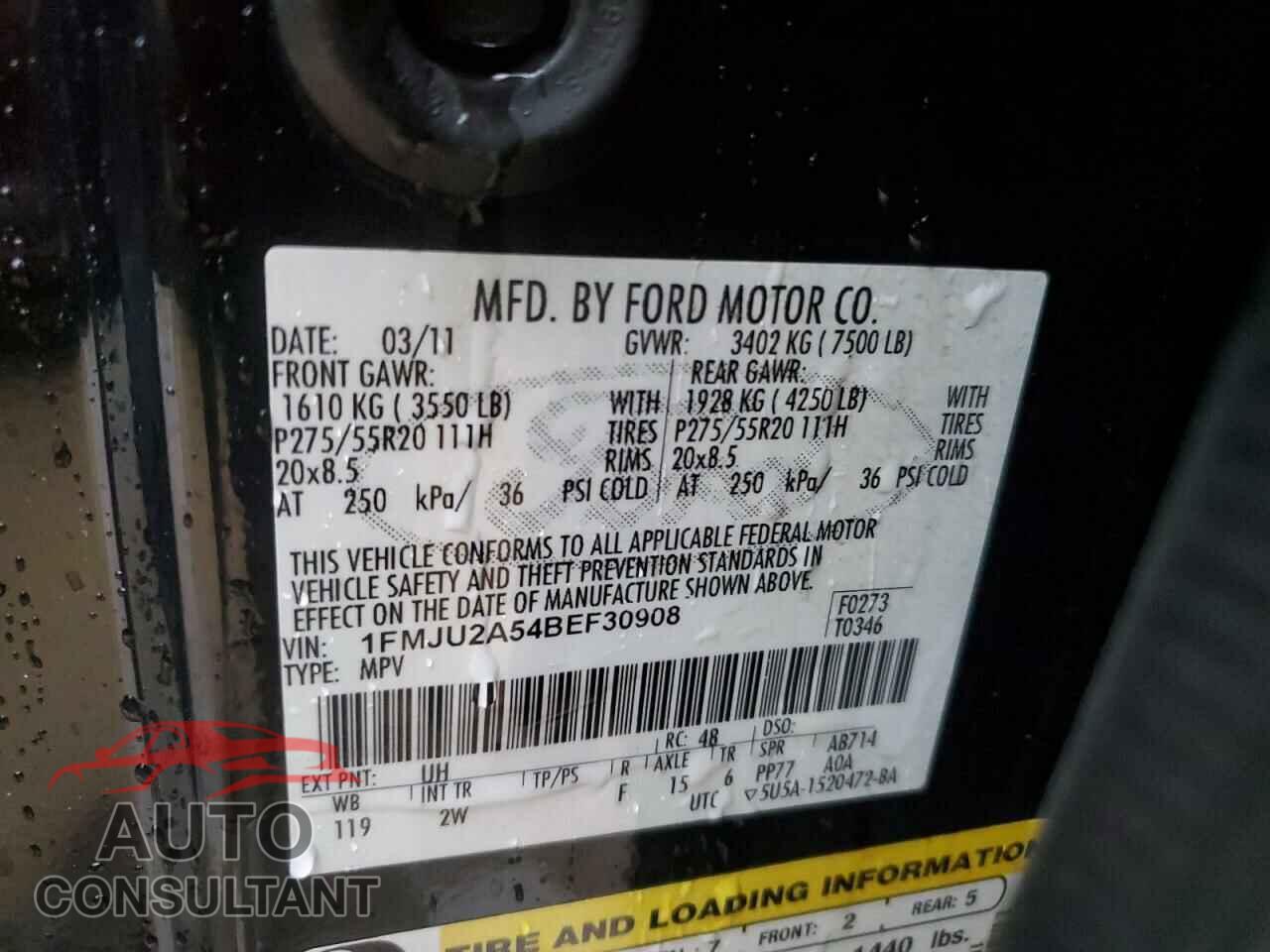 FORD EXPEDITION 2011 - 1FMJU2A54BEF30908