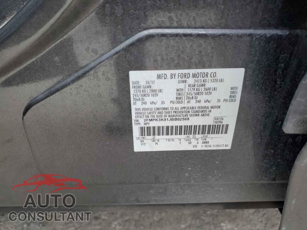 FORD EDGE 2018 - 2FMPK3K91JBB02568