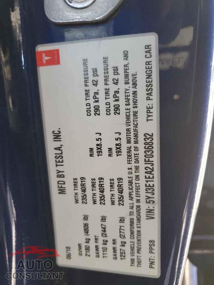 TESLA MODEL 3 2018 - 5YJ3E1EA2JF036832