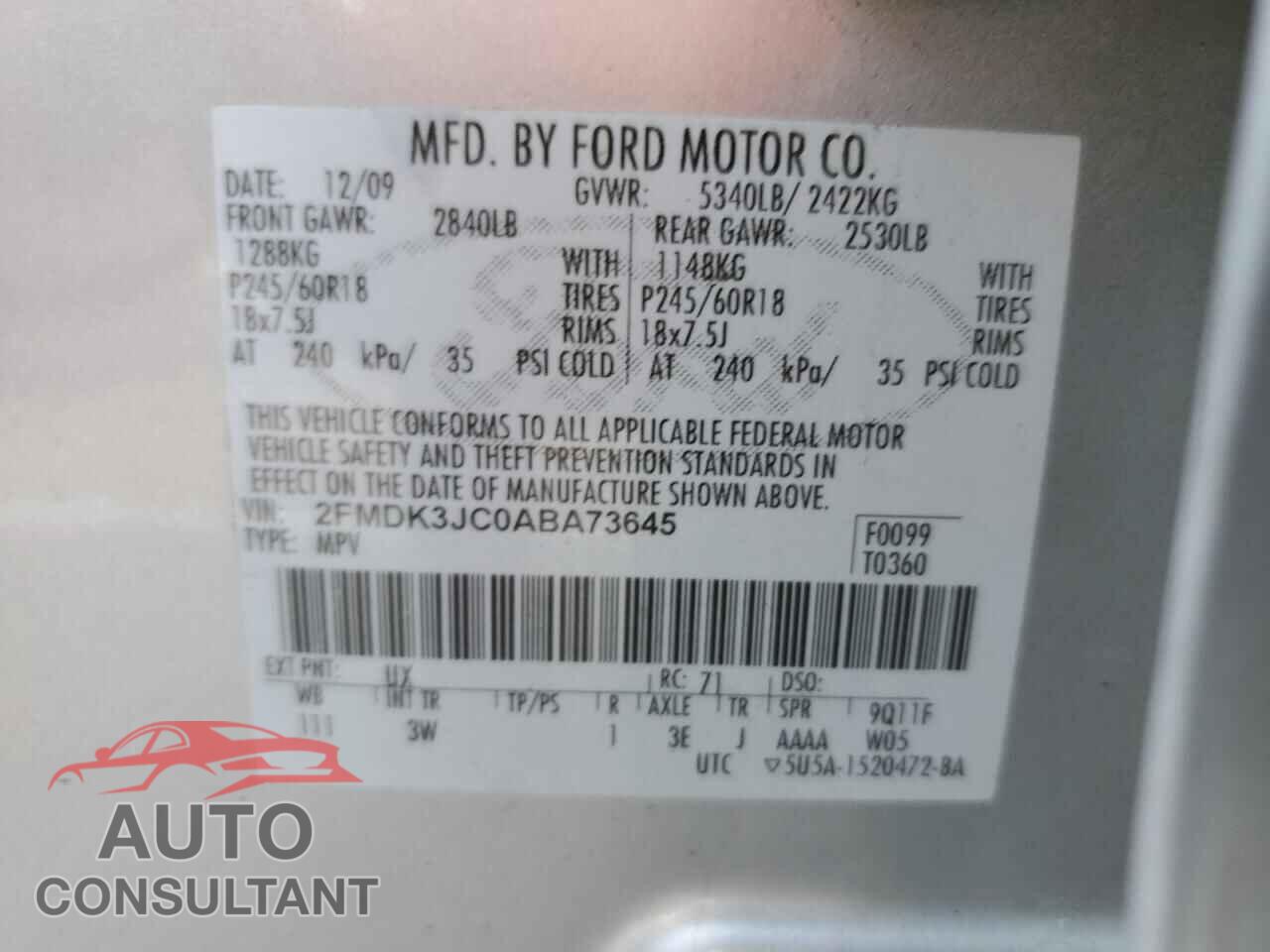 FORD EDGE 2010 - 2FMDK3JC0ABA73645