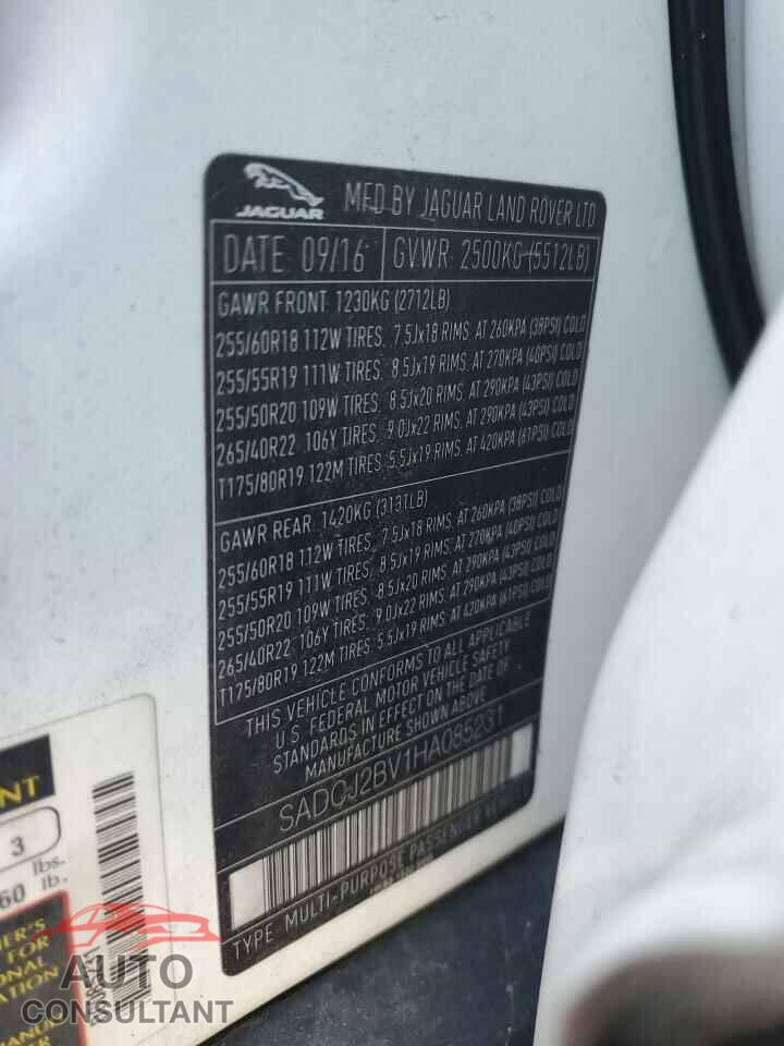 JAGUAR F-PACE 2017 - SADCJ2BV1HA085231