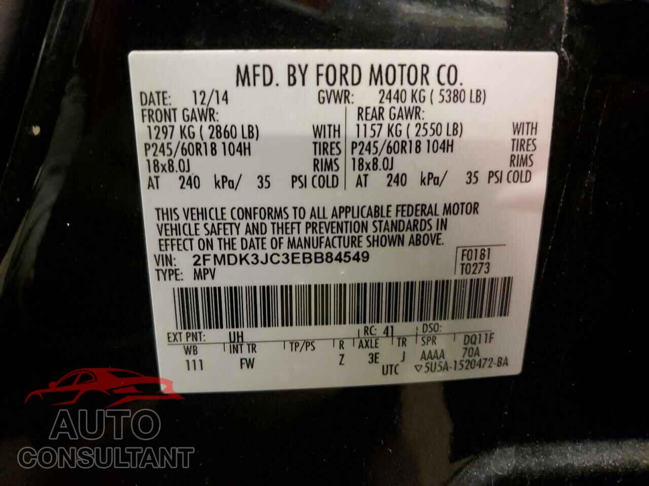 FORD EDGE 2014 - 2FMDK3JC3EBB84549