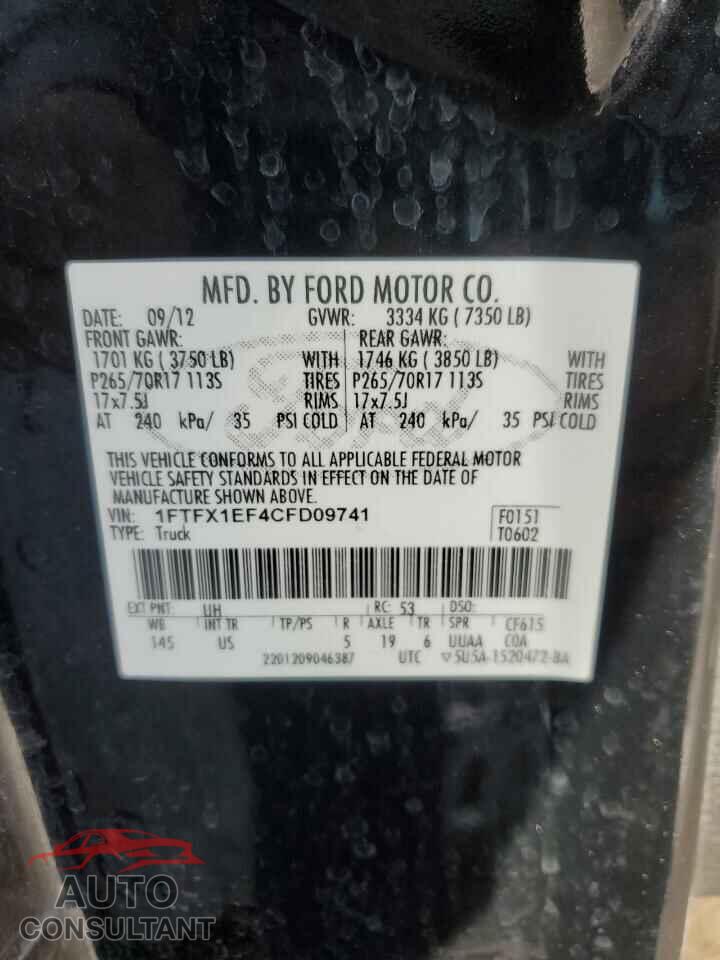 FORD F-150 2012 - 1FTFX1EF4CFD09741