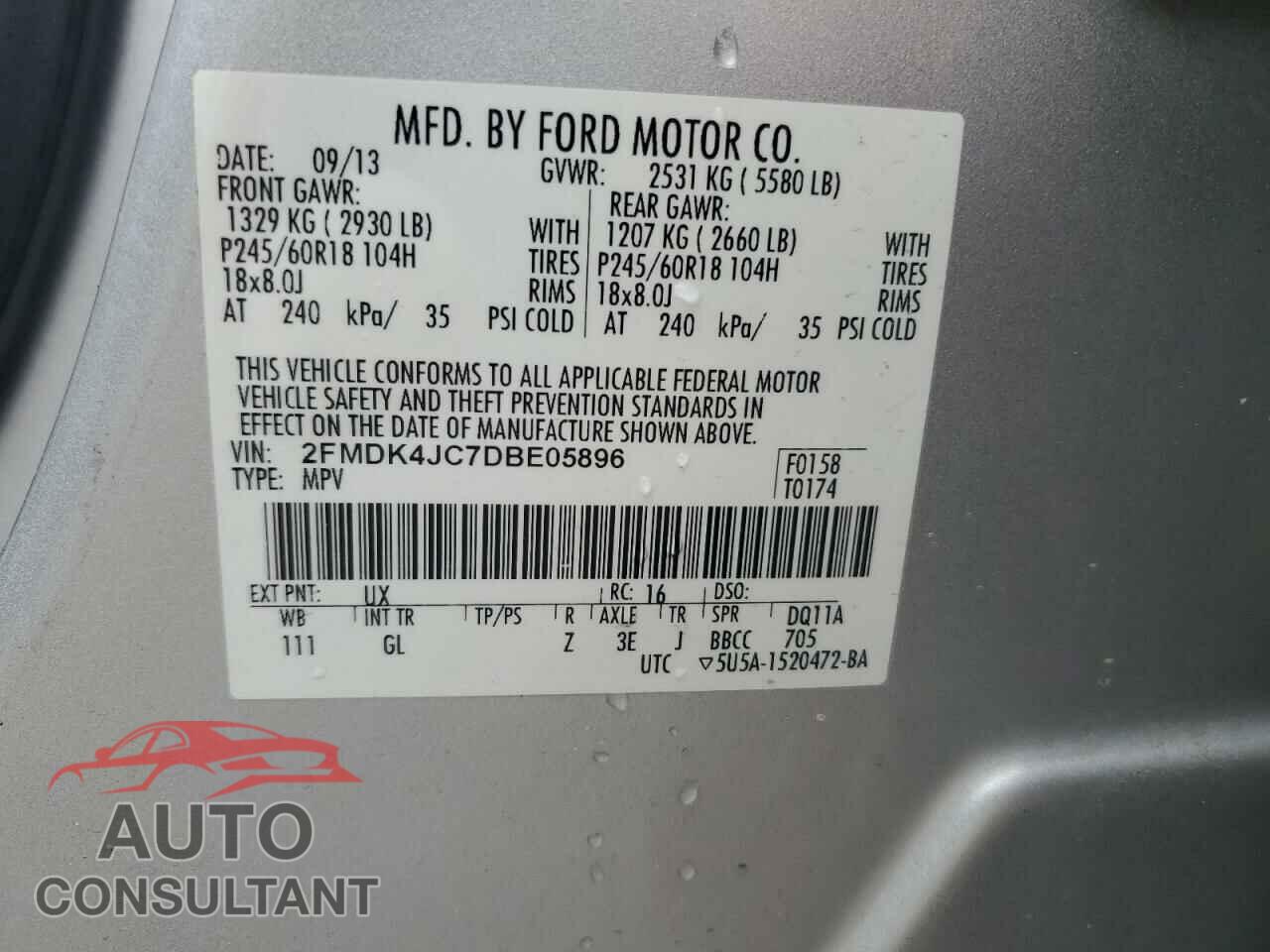 FORD EDGE 2013 - 2FMDK4JC7DBE05896