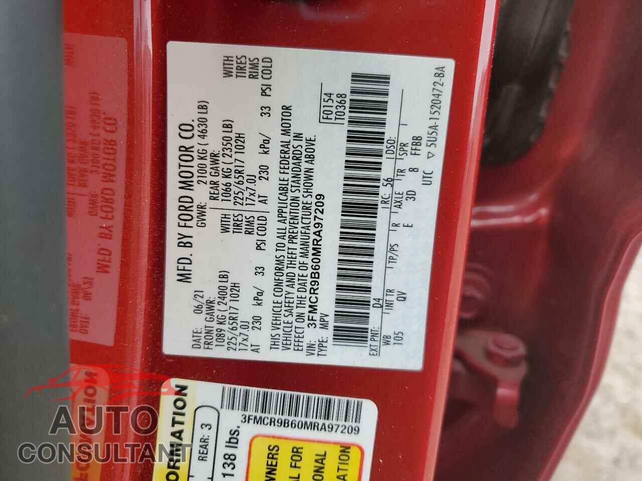FORD BRONCO 2021 - 3FMCR9B60MRA97209