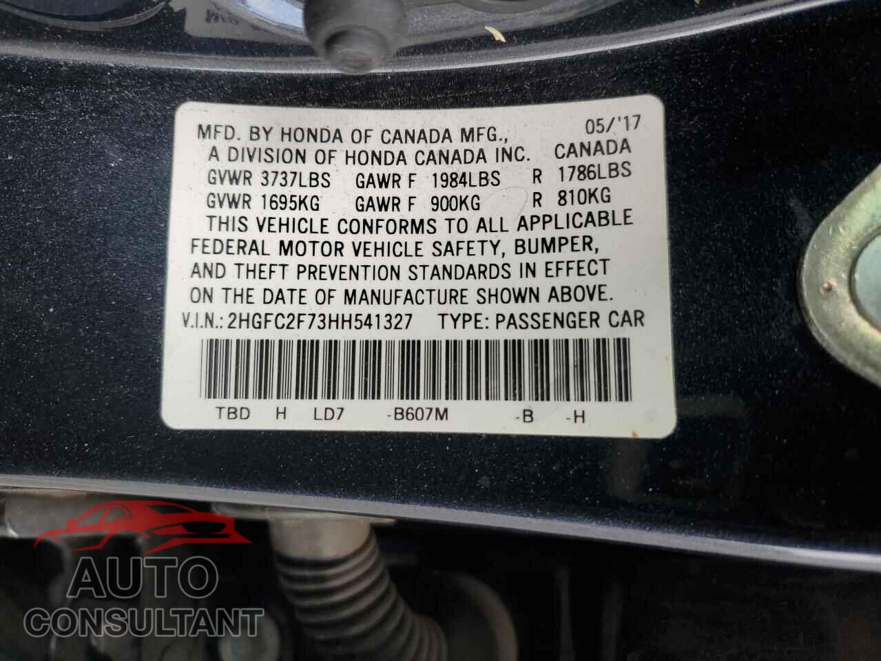 HONDA CIVIC 2017 - 2HGFC2F73HH541327