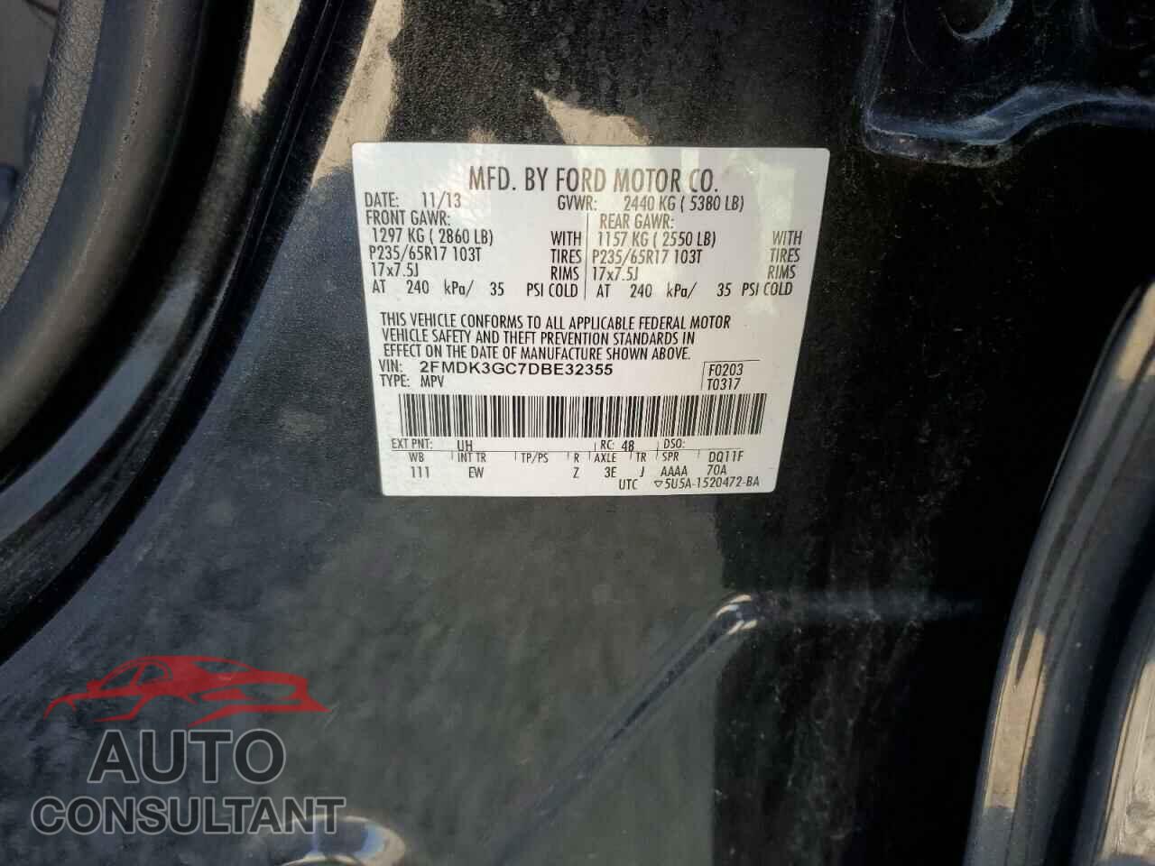 FORD EDGE 2013 - 2FMDK3GC7DBE32355