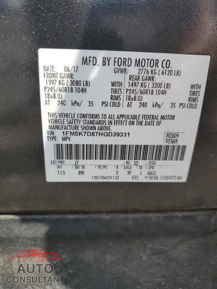 FORD EXPLORER 2017 - 1FM5K7D87HGD39331