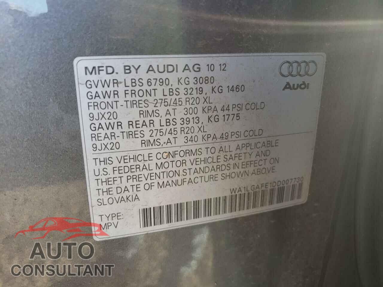 AUDI Q7 2013 - WA1LGAFE1DD007730