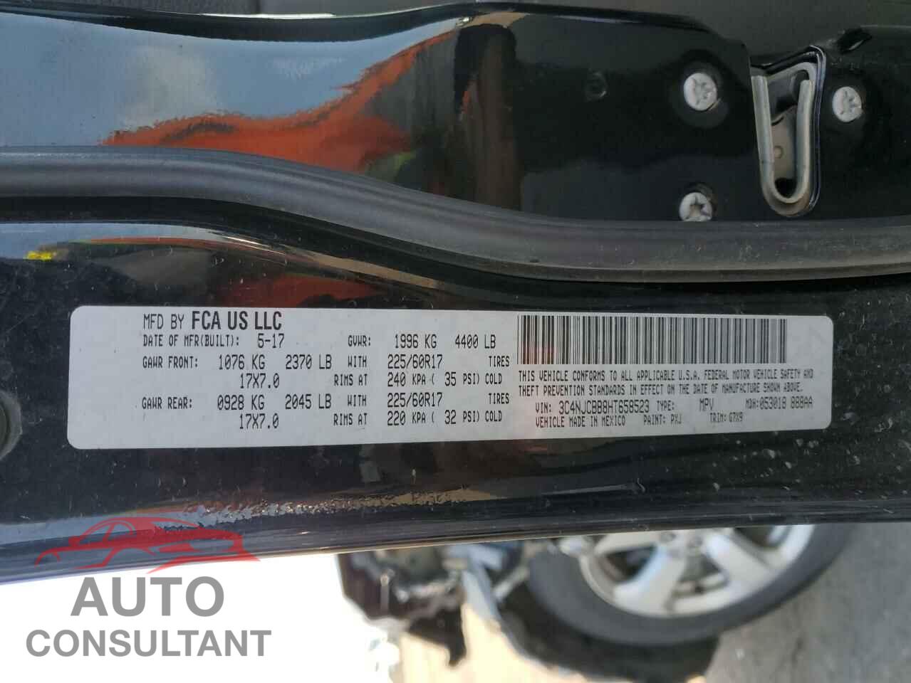 JEEP COMPASS 2017 - 3C4NJCBB8HT658523