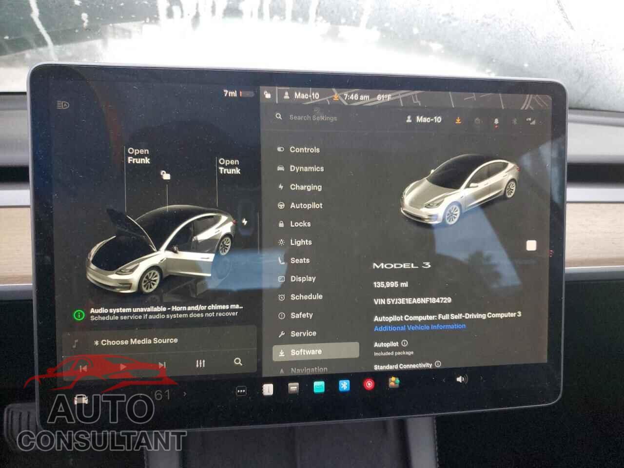 TESLA MODEL 3 2022 - 5YJ3E1EA6NF184729