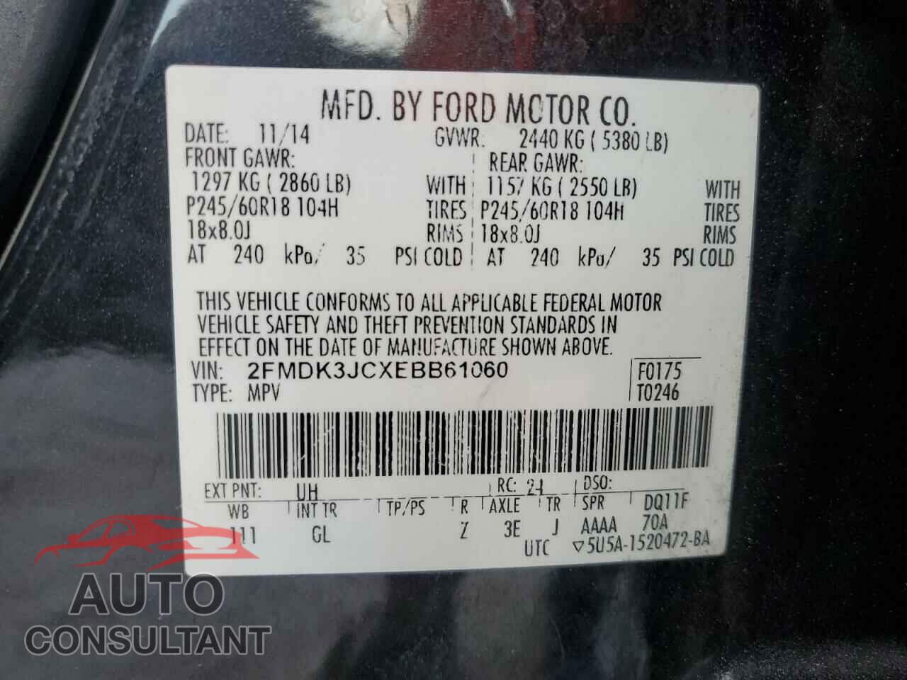 FORD EDGE 2014 - 2FMDK3JCXEBB61060