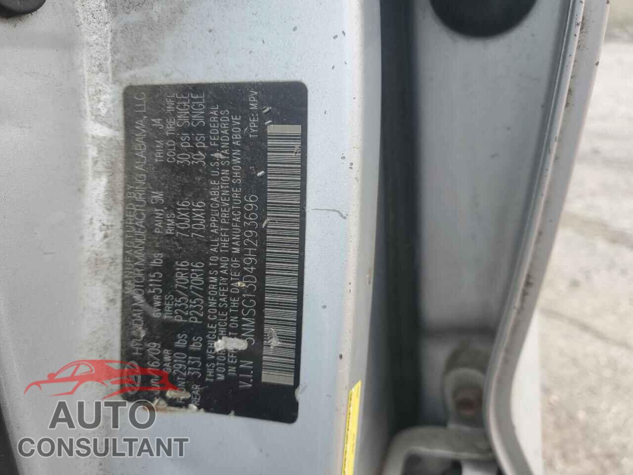HYUNDAI SANTA FE 2009 - 5NMSG13D49H293696
