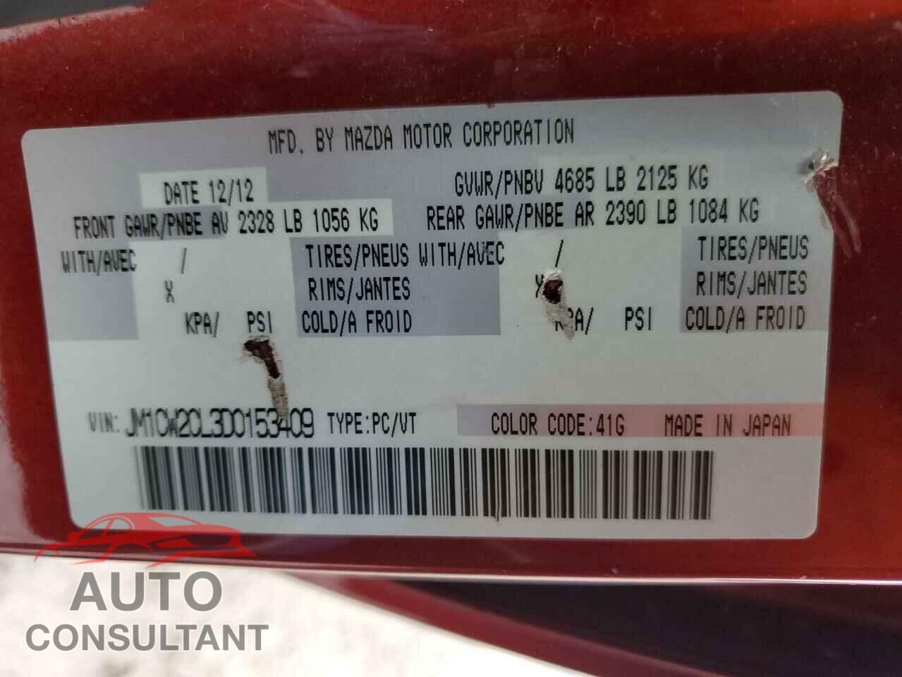 MAZDA 5 2013 - JM1CW2CL3D0153409