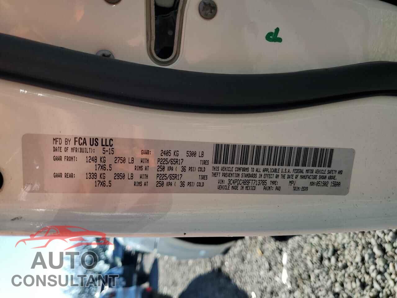 DODGE JOURNEY 2015 - 3C4PDCAB9FT713785