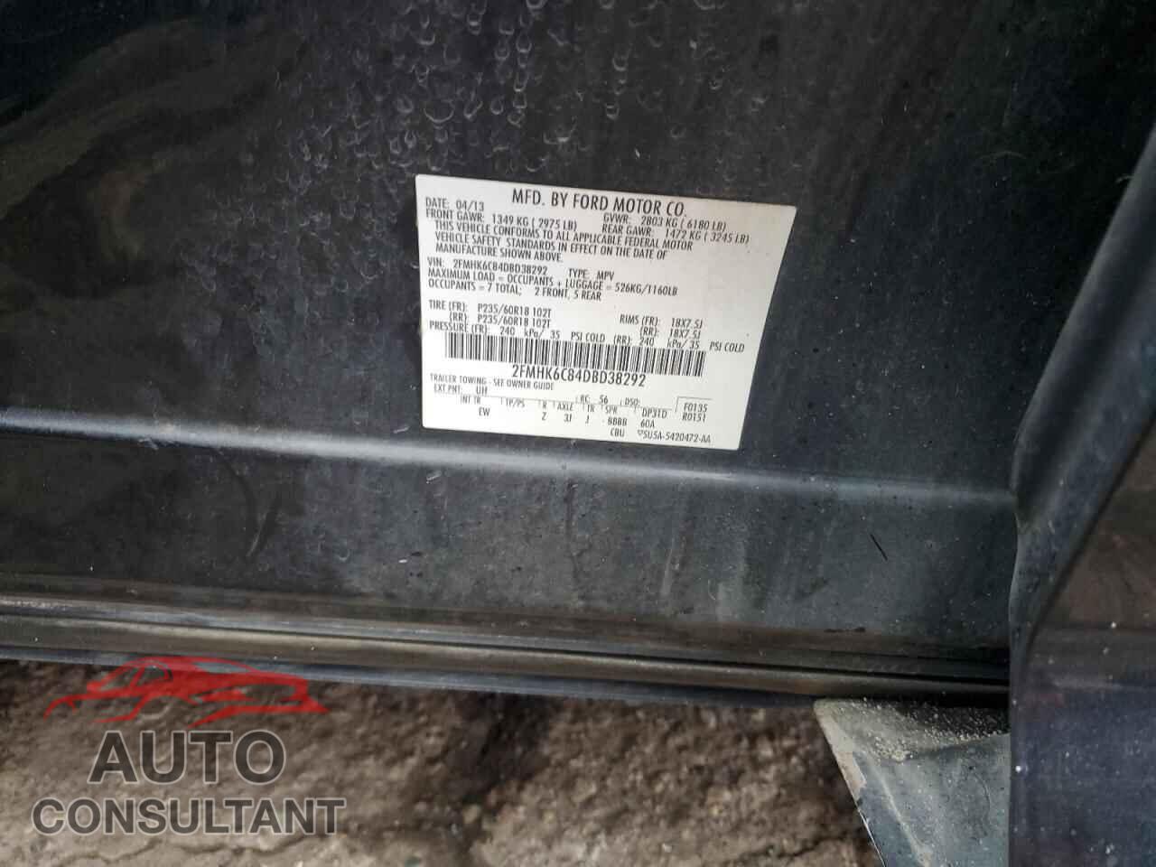 FORD FLEX 2013 - 2FMHK6C84DBD38292