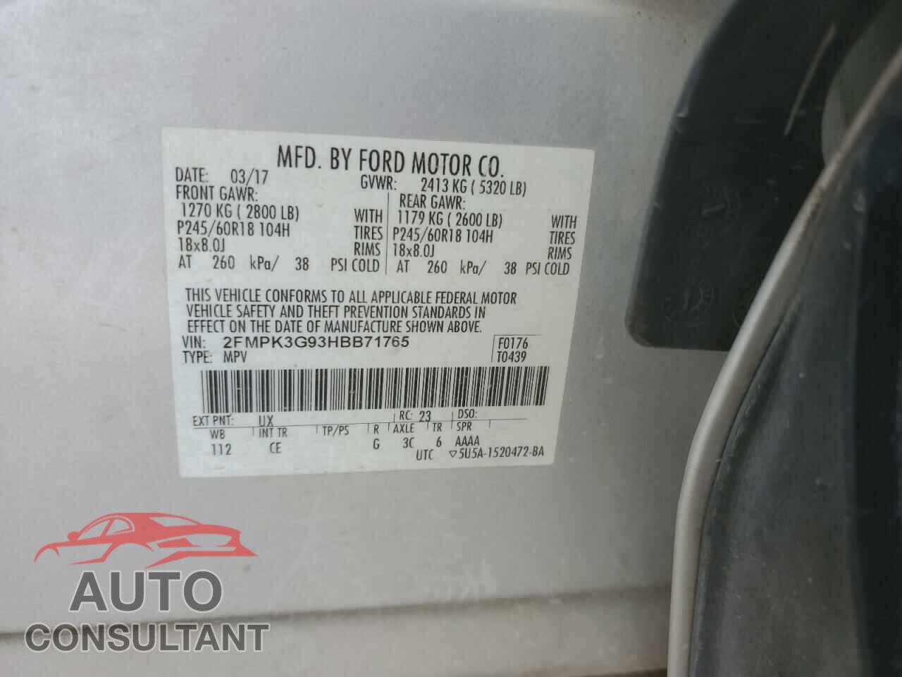 FORD EDGE 2017 - 2FMPK3G93HBB71765