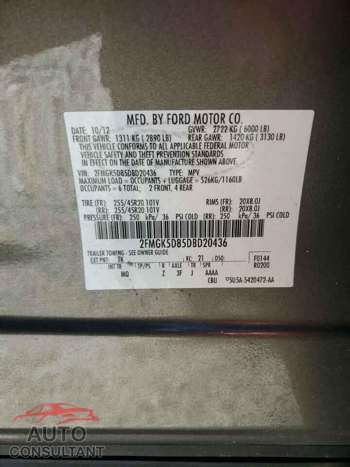 FORD FLEX 2013 - 2FMGK5D85DBD20436
